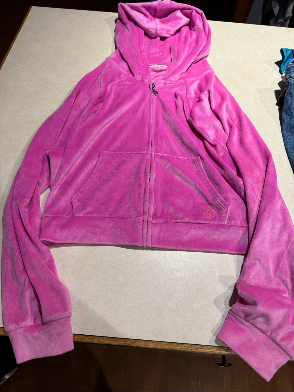 Victoria's Secret Hot Pink Velour Zip Hoodie